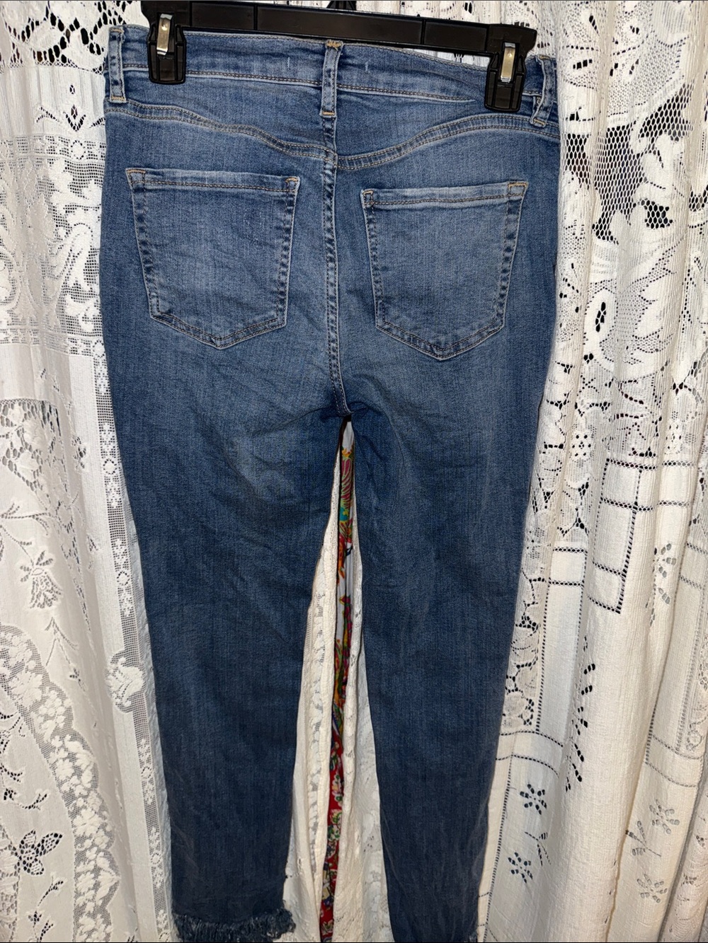 Free People Midwash Skinny Jeans with Frayed Hem - Picture 6 of 6